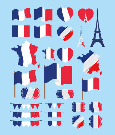 bastille day items packのイラスト素材