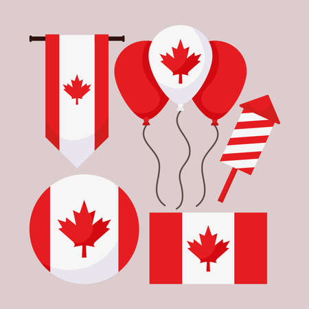 five canada day itemsのイラスト素材