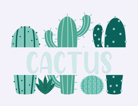 greens cactus posterのイラスト素材