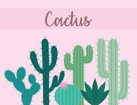 greens cactus posterのイラスト素材