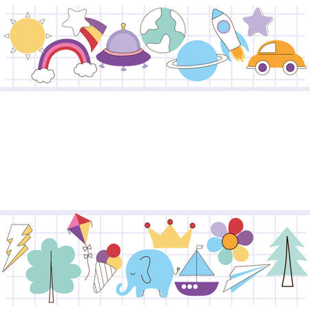 doodle icons frameのイラスト素材