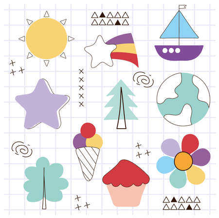 doodle icons packのイラスト素材