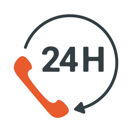 24 hours attention phone symbolのイラスト素材