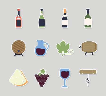 twelve wine itemsのイラスト素材