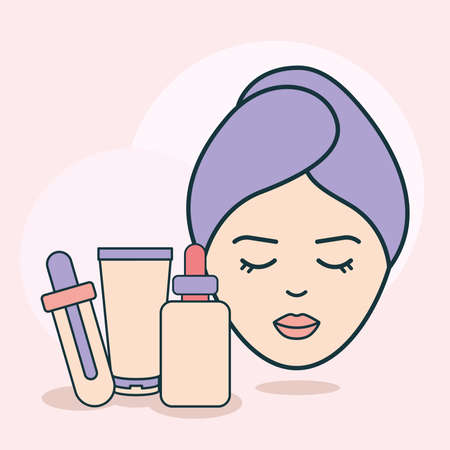 woman face and itemsのイラスト素材