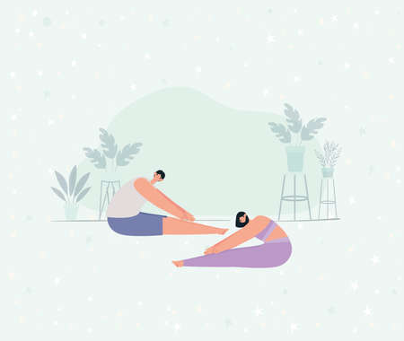 fitness couple designのイラスト素材