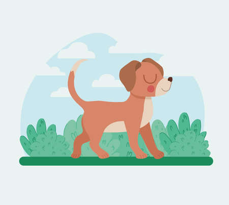 puppy and bushesのイラスト素材