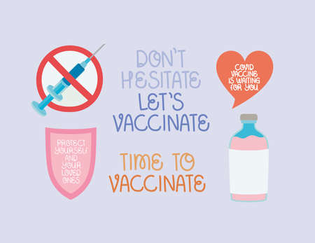 covid vaccine iconsのイラスト素材