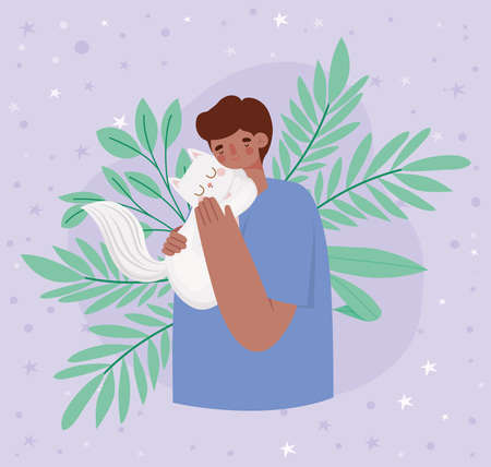 man holding catのイラスト素材