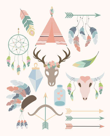 pretty boho itemsのイラスト素材