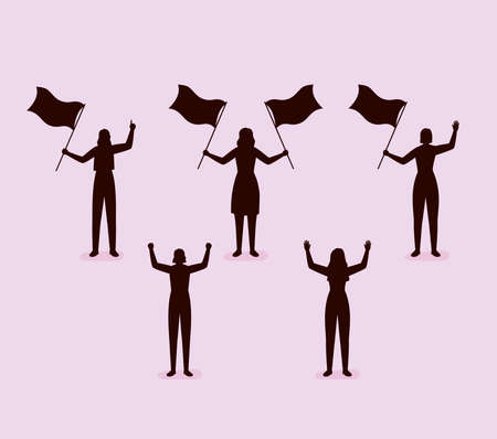 people silhouettes protestingのイラスト素材