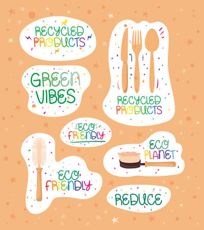 ecological friendly textsのイラスト素材