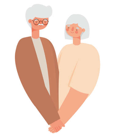 eldery grandparents icon over whiteのイラスト素材