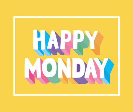 pretty lettering of happy mondayのイラスト素材