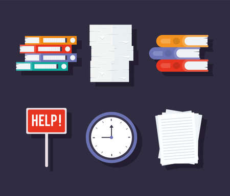 six paperwork itemsのイラスト素材