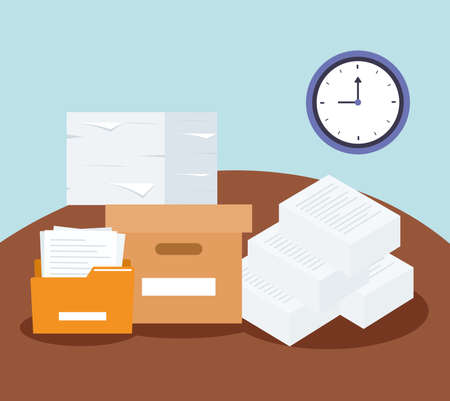 paperwork piles posterのイラスト素材