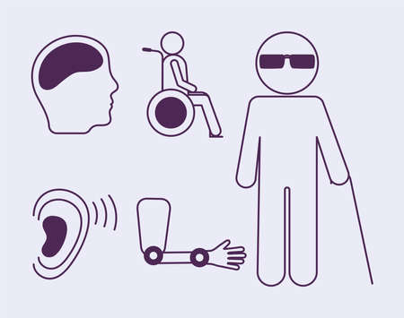 five disabled accessibility symbolsのイラスト素材