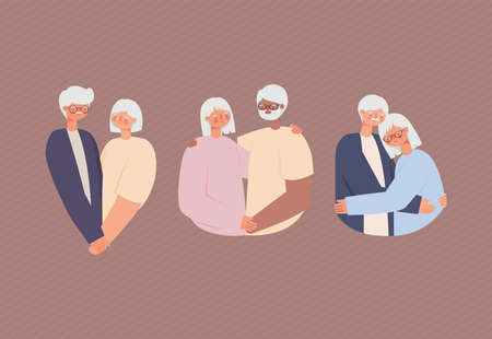 old grandparents charactersのイラスト素材