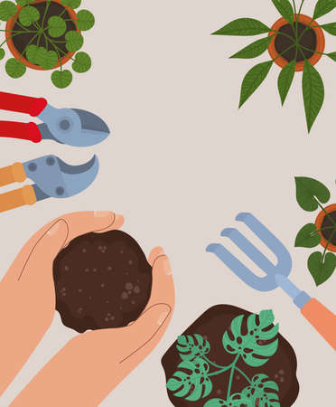 cute planting illustrationのイラスト素材