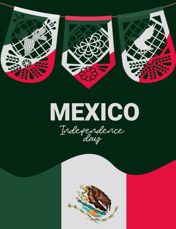 mexico independence day cardのイラスト素材