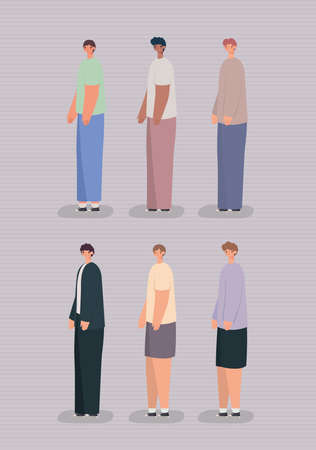 six casual menのイラスト素材