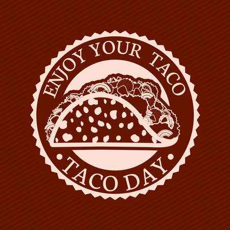 taco day label illustrationのイラスト素材