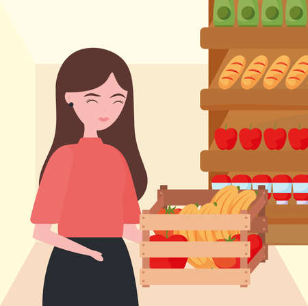 smiling woman shoppingのイラスト素材