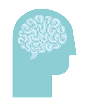 silhouette head with brainのイラスト素材