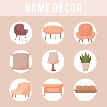 home decor iconsのイラスト素材