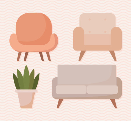 pretty furniture iconsのイラスト素材