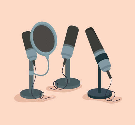 three microphone designのイラスト素材