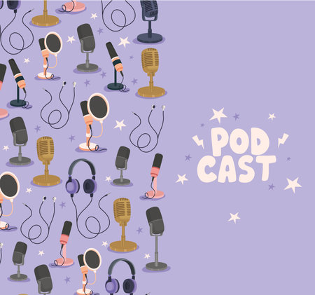 pretty podcast cardのイラスト素材