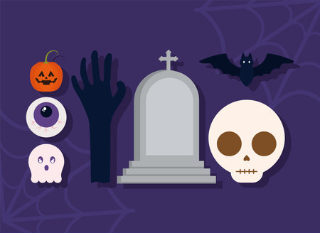 seven halloween itemsのイラスト素材