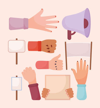 ten protest itemsのイラスト素材