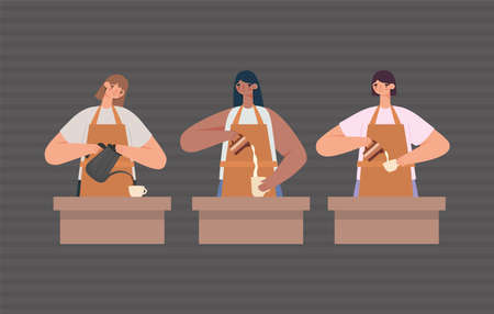 female baristas groupのイラスト素材