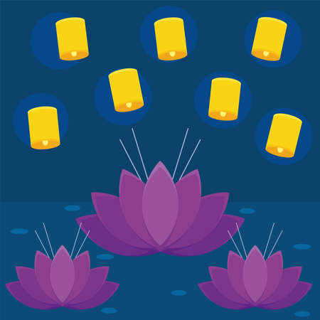 loy krathong posterのイラスト素材