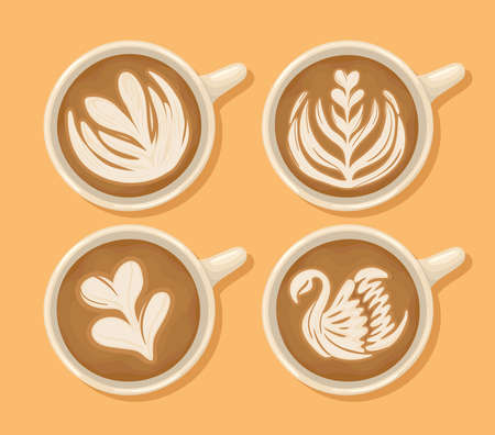 four latte cupsのイラスト素材