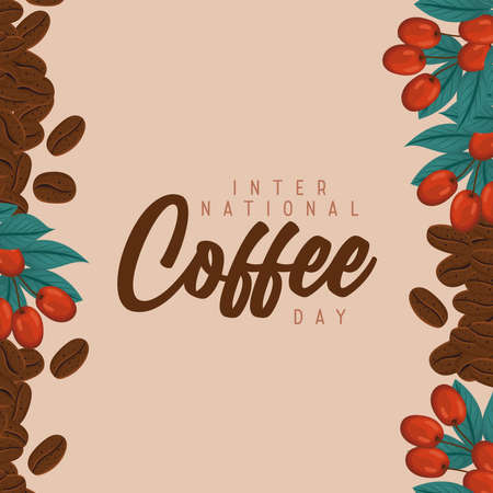internatinal coffee day cardのイラスト素材