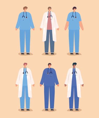 six male doctorsのイラスト素材