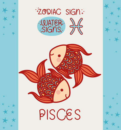 pisces sign cardのイラスト素材