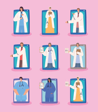 nine virtual doctorsのイラスト素材