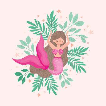 cute pink mermaidのイラスト素材
