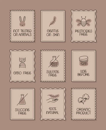 nine eco products tagsのイラスト素材