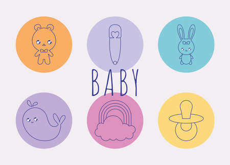 six baby itemsのイラスト素材