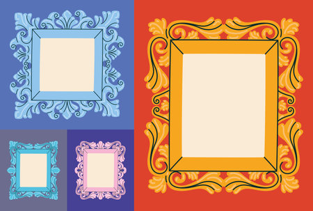 four colorful framesのイラスト素材