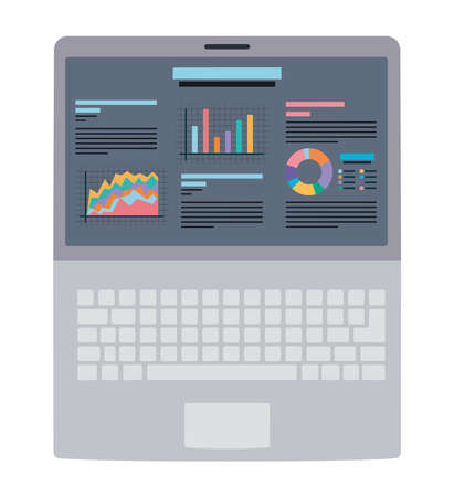 laptop with graphsのイラスト素材