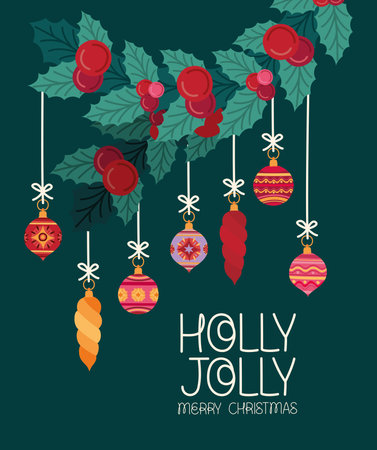 holly jolly cardのイラスト素材