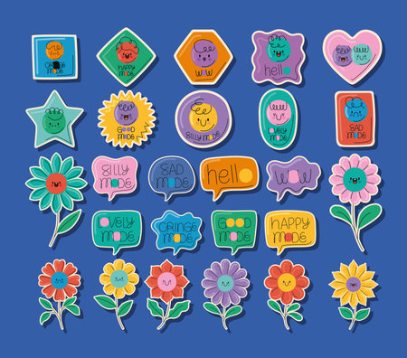 group of cute stickersのイラスト素材