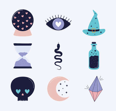 nine magic itemsのイラスト素材