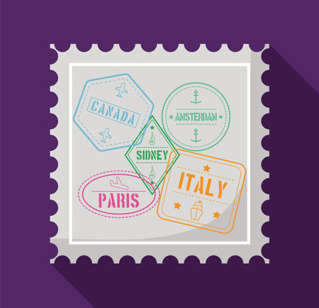 postage stamp with sealsのイラスト素材